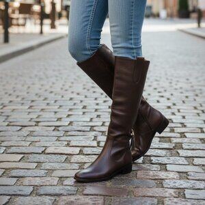 Naturalizer 27 EDIT Edda Dark Brown Leather Wide Calf Knee High Boot. Sz: 7M WC